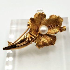 18kt Yellow Gold Corletto Brooch Pin Vintage